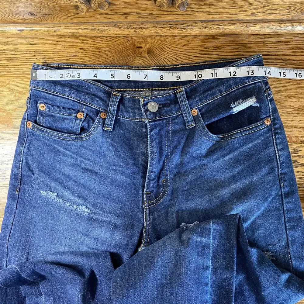 Levi's Mens 511 Slim Fit Distressed Jeans Size 28 Blue Stretch Actual-28x28
